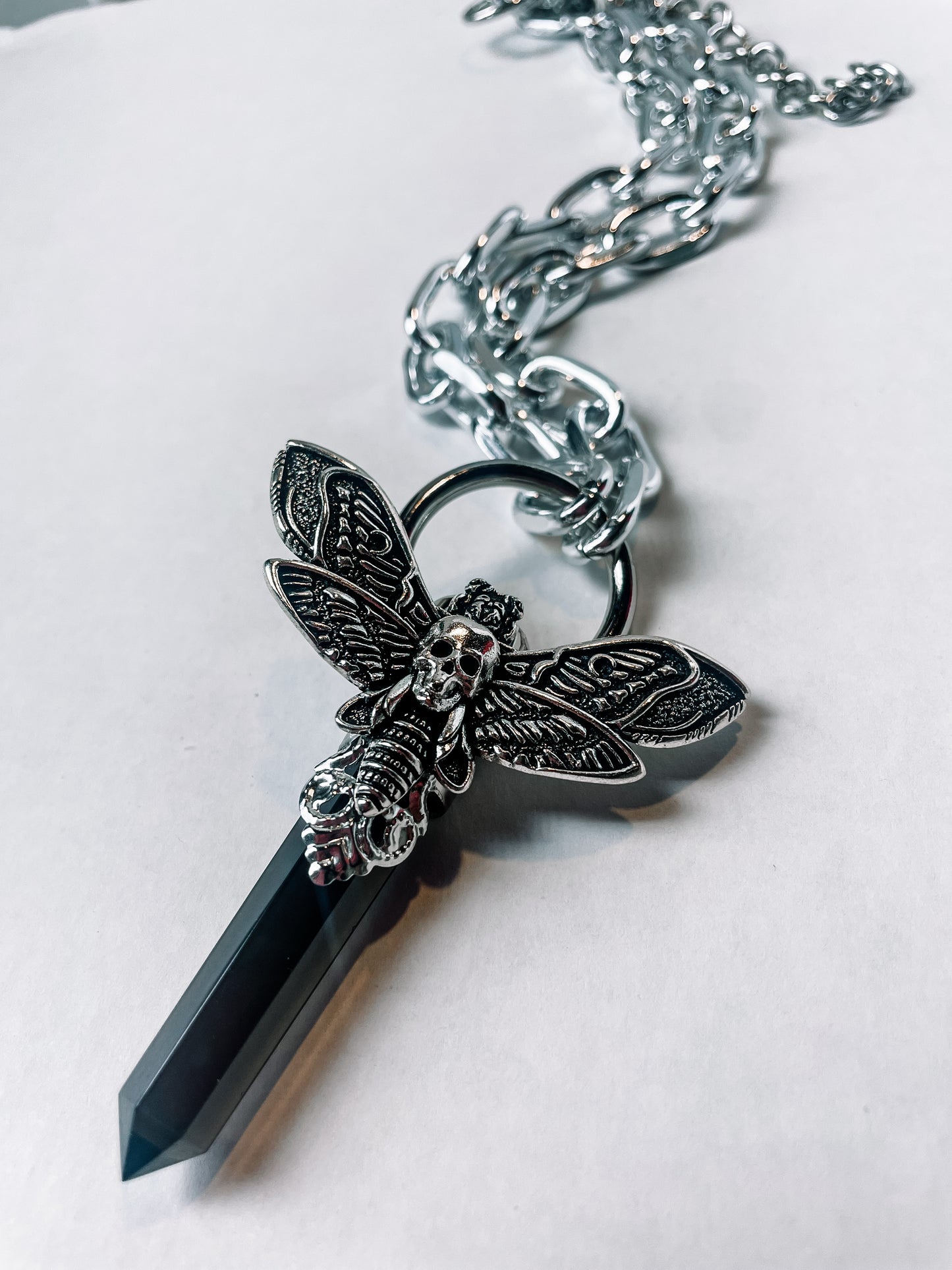 Black Death Head Moth Crystal Pendant