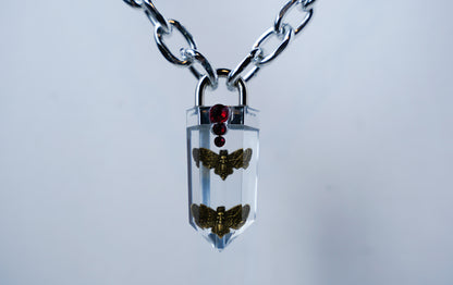 Deux Moth Crystal Pendant