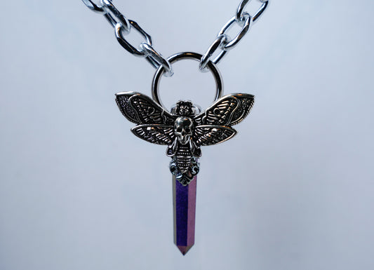 Death Head Moth Crystal Pendant (Purple Shimmer)