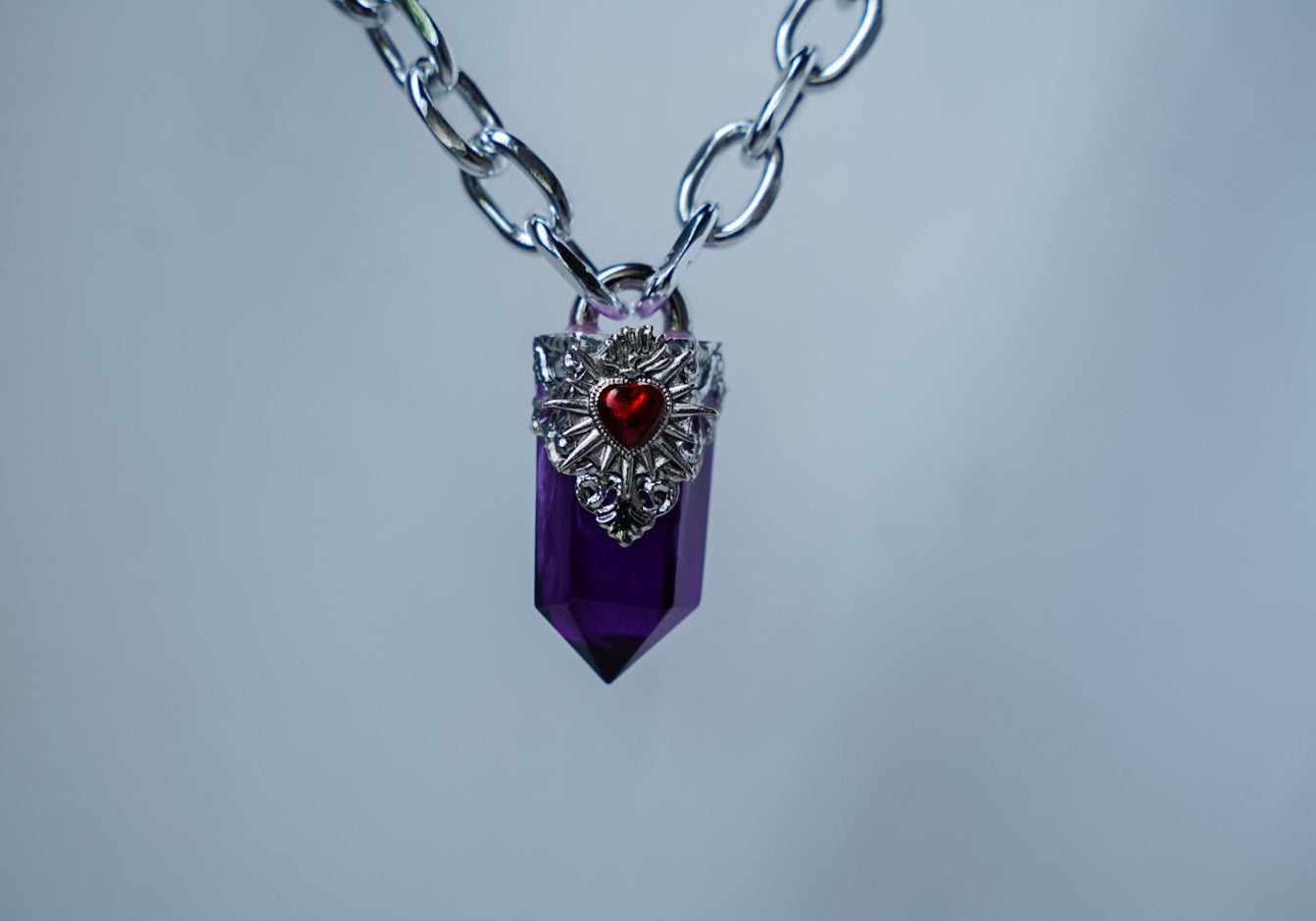 The Sacred Heart Crystal Pendant (Purple)