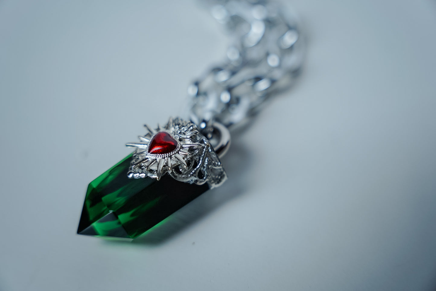 The Green Sacred Heart Crystal Pendant