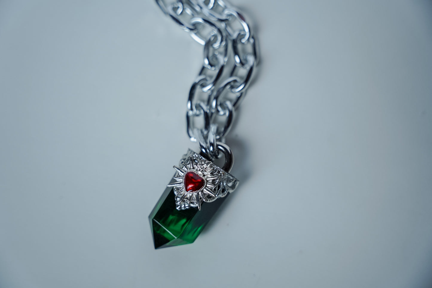 The Green Sacred Heart Crystal Pendant