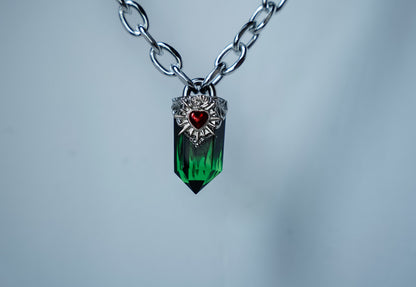 The Green Sacred Heart Crystal Pendant