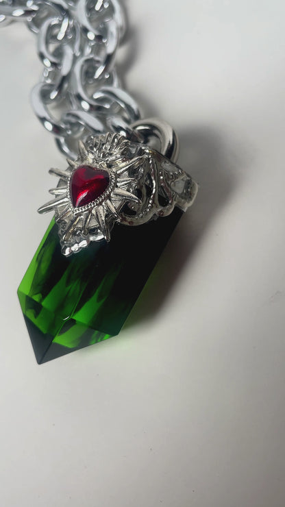 The Green Sacred Heart Crystal Pendant